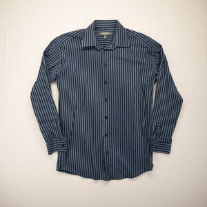 Kenneth Cole Reaction Mens Wrinkle Free Button Up Dress Shirt Size Medium Navy